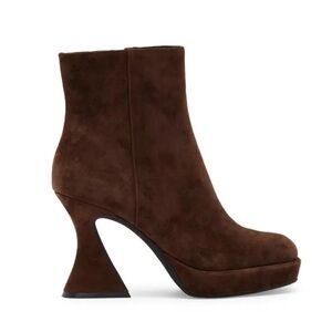Jeffrey Campbell Humanity Brown Suede Platform Booties Fluted Heel NWT Size 7